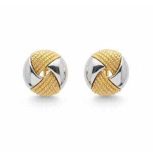 Gold & Silver-Tone Textured Knot Clip-On Earrings